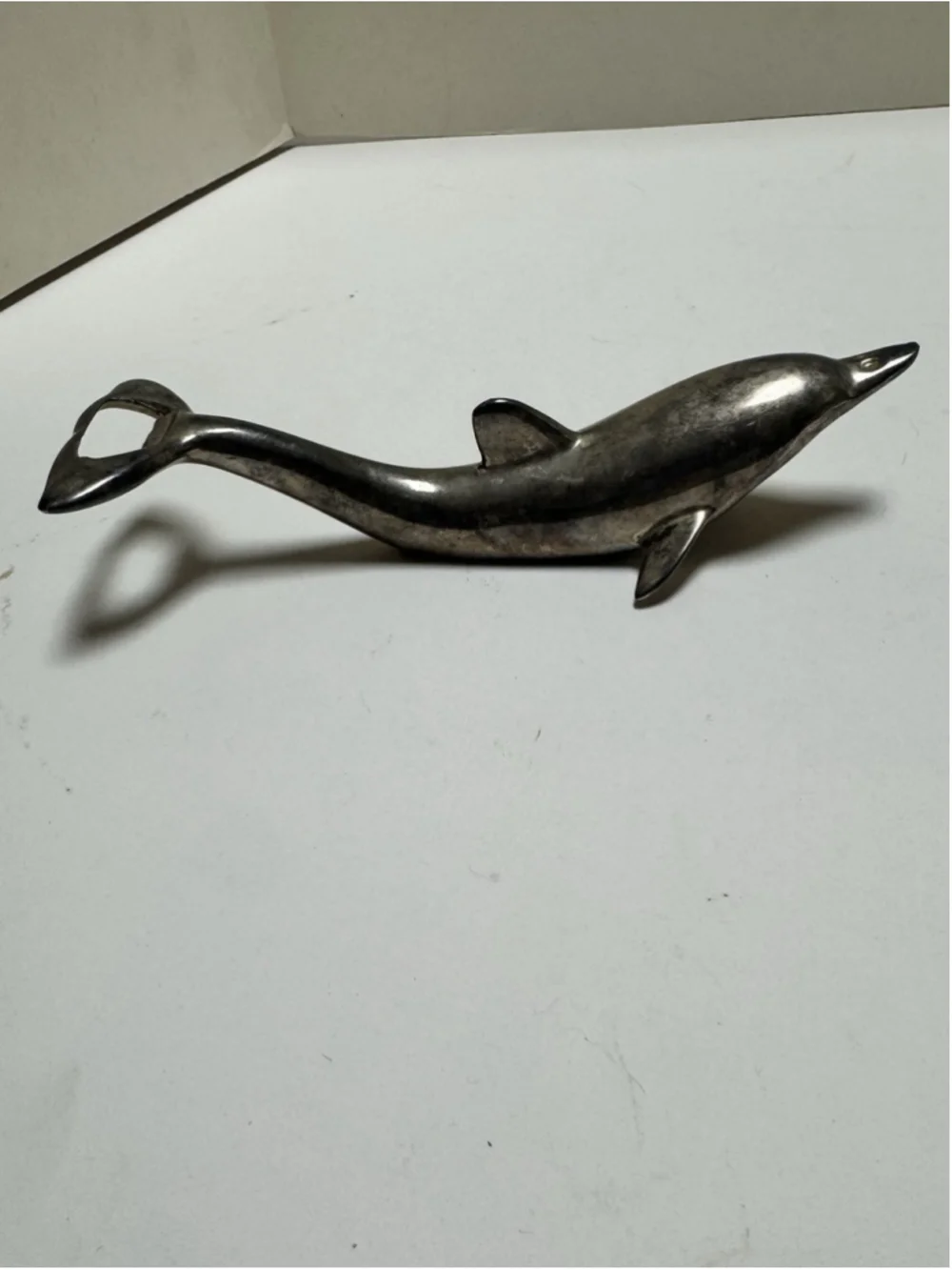Vintage Silver Plated Dolphin Bottle Opener Cap and Twist 6.5